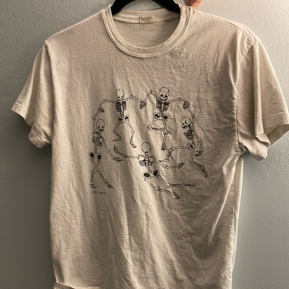 Brandy Melville Cream Skeleton Dance Tee